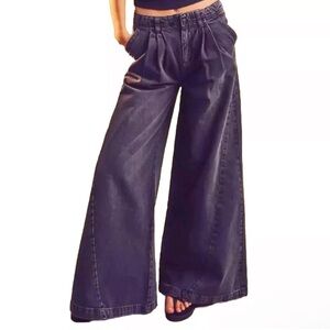 Free People Black Wide-Leg Jeans